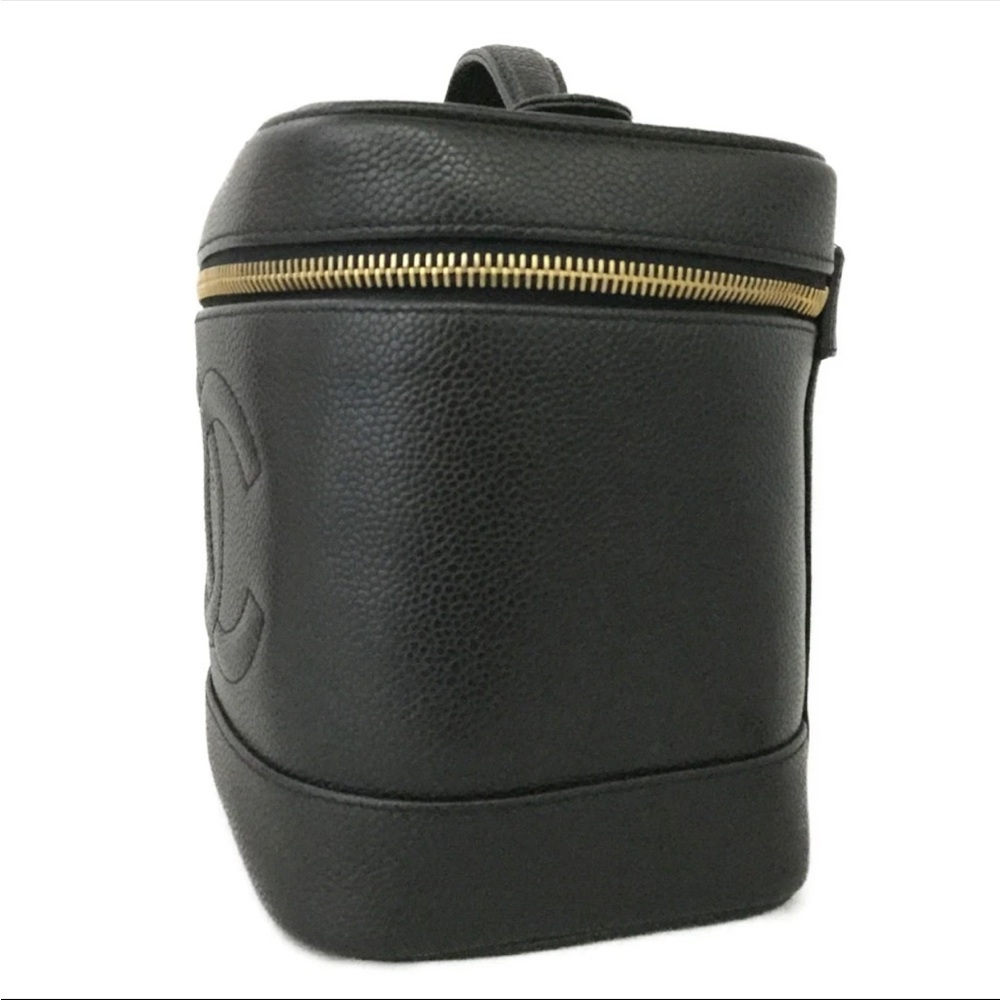 AUTH Black Chanel CC Leather Grained Calfskin Vanity Bag - Picture 3 of 14